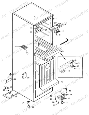 Взрыв-схема холодильника Zanussi ZF47/51FF - Схема узла Cabinet + furniture (extra)